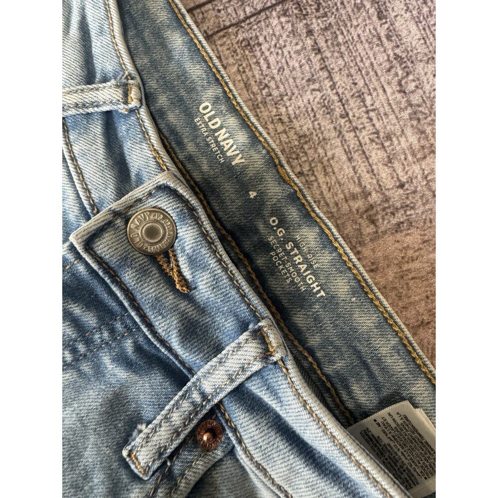 Old Navy High Rise OG Straight Ankle Jeans Distressed Size 4 Light Wash - Picture 4 of 12